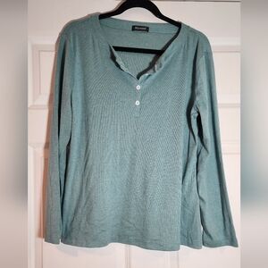Pgands Women's Teal Long Sleeve Top L